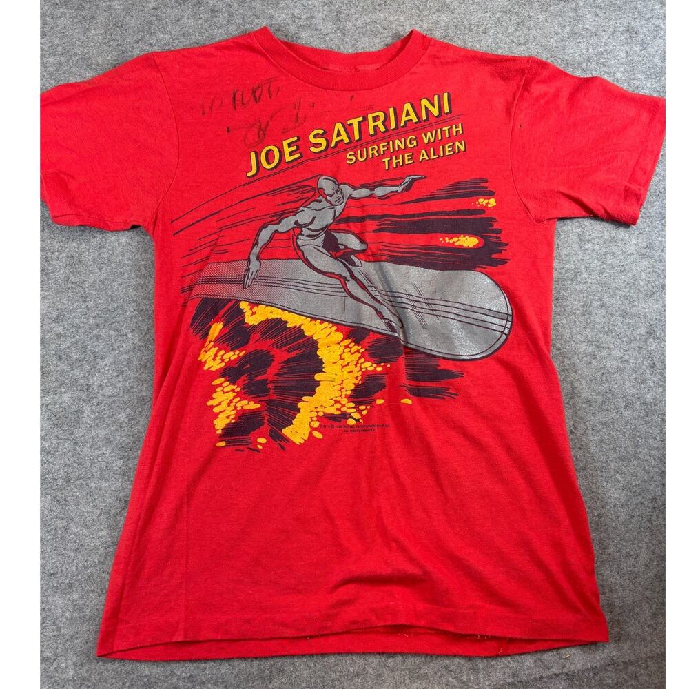 VTG 80s Joe Satriani Surfing With The Alien Music Shirt Mens Small Concert Tour